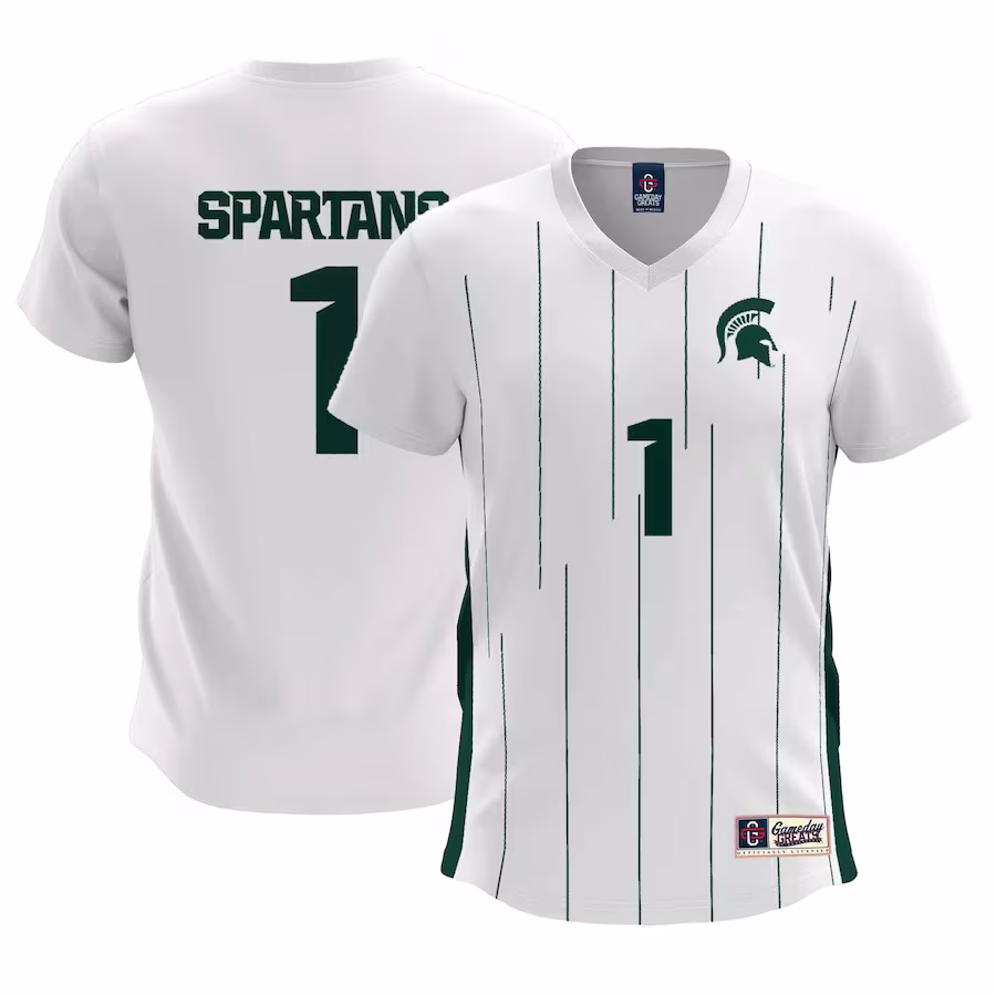 #1  Michigan State Spartans GameDay Greats Women's  Lightweight Soccer Team Jersey - White - Puhuasuan