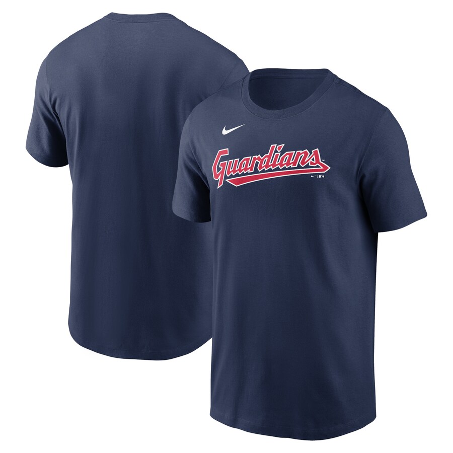 Men's Cleveland Guardians Nike Navy Fuse Wordmark T-Shirt - Puhuasuan