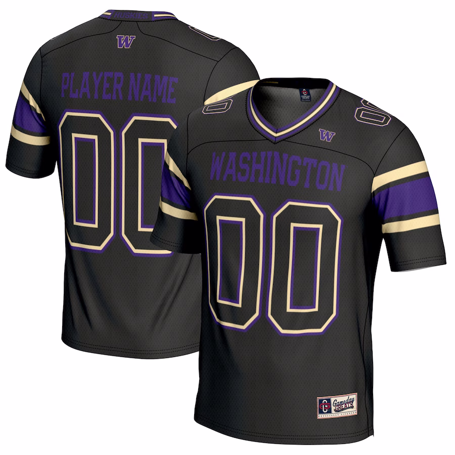 Washington Huskies GameDay Greats Youth NIL Pick-A-Player Football Jersey - Black - Puhuasuan