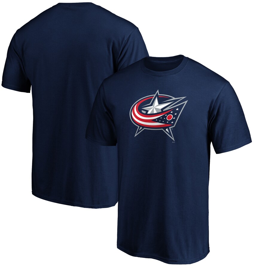 Men's Columbus Blue Jackets Navy Primary Logo T-Shirt - Puhuasuan