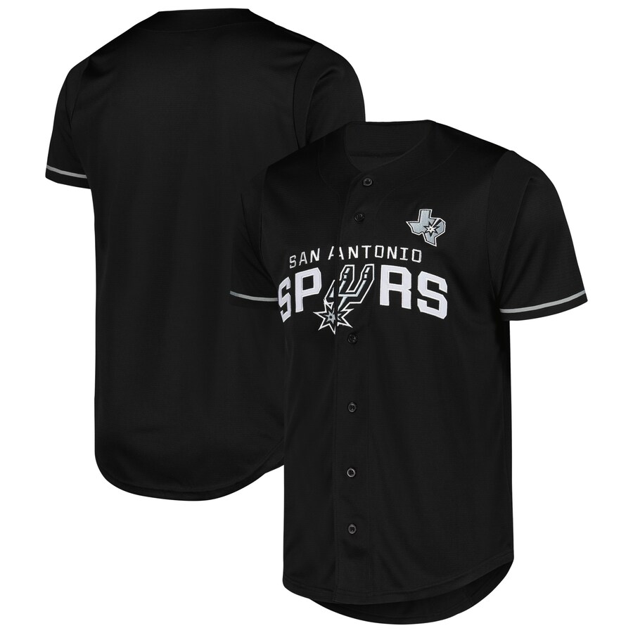 Men's San Antonio Spurs Fanatics Black Pop Baseball Jersey - Puhuasuan