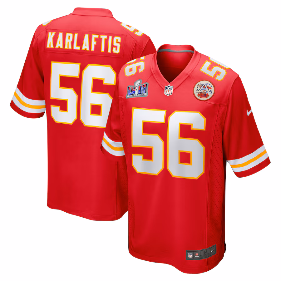 Men's Kansas City Chiefs George Karlaftis Nike Red Super Bowl LVIII Game Jersey - Puhuasuan