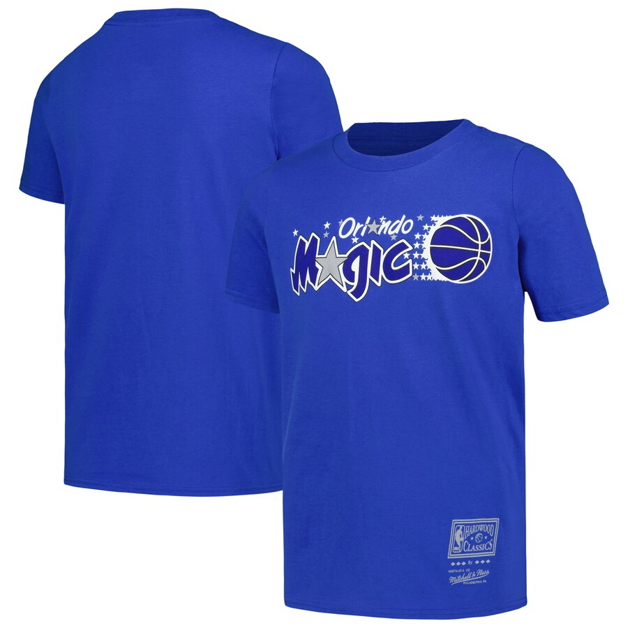 Youth Orlando Magic Mitchell & Ness Blue Hardwood Classics Retro Logo T-Shirt - Puhuasuan