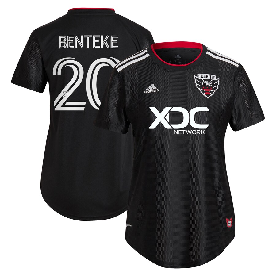 Women's D.C. United Christian Benteke adidas Black 2023 Red & Black Kit Replica Player Jersey - Puhuasuan
