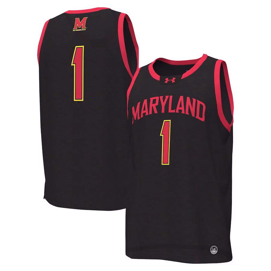 #1 Maryland Terrapins Under Armour Replica Basketball Jersey - Black - Puhuasuan