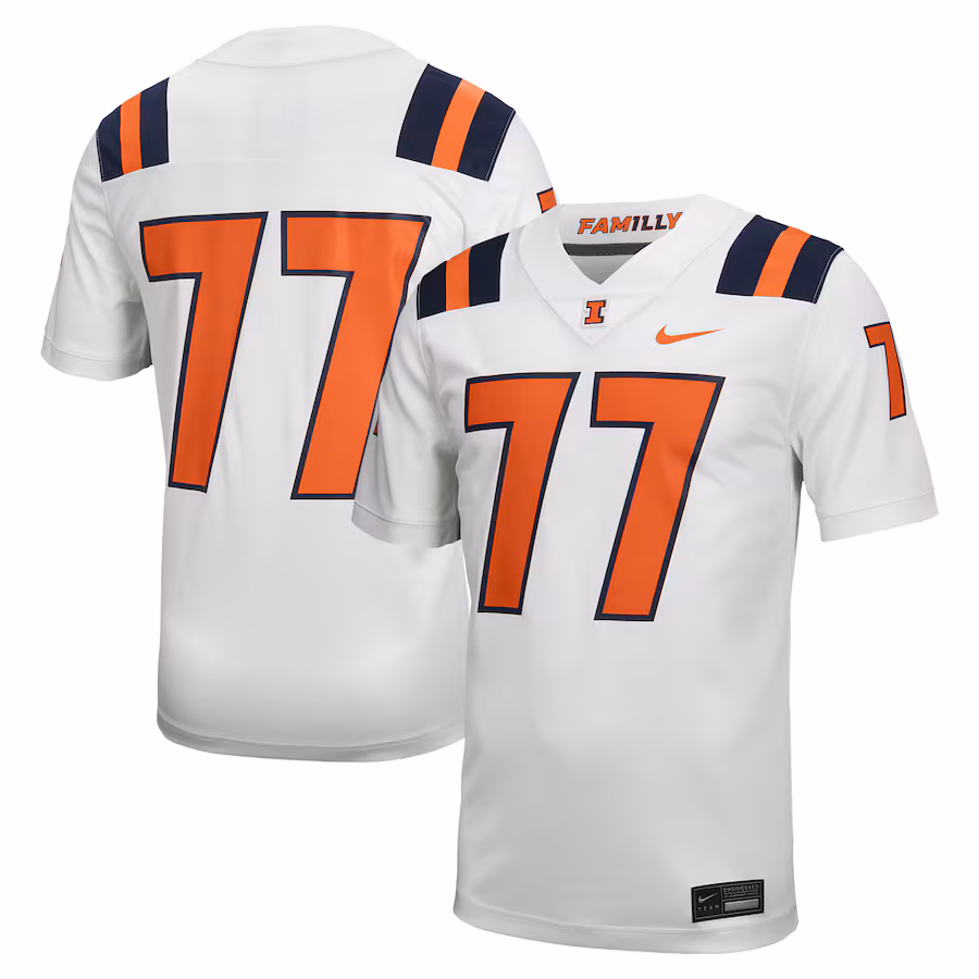 Men's Nike #77 White Illinois Fighting Illini Untouchable Football Jersey - Puhuasuan