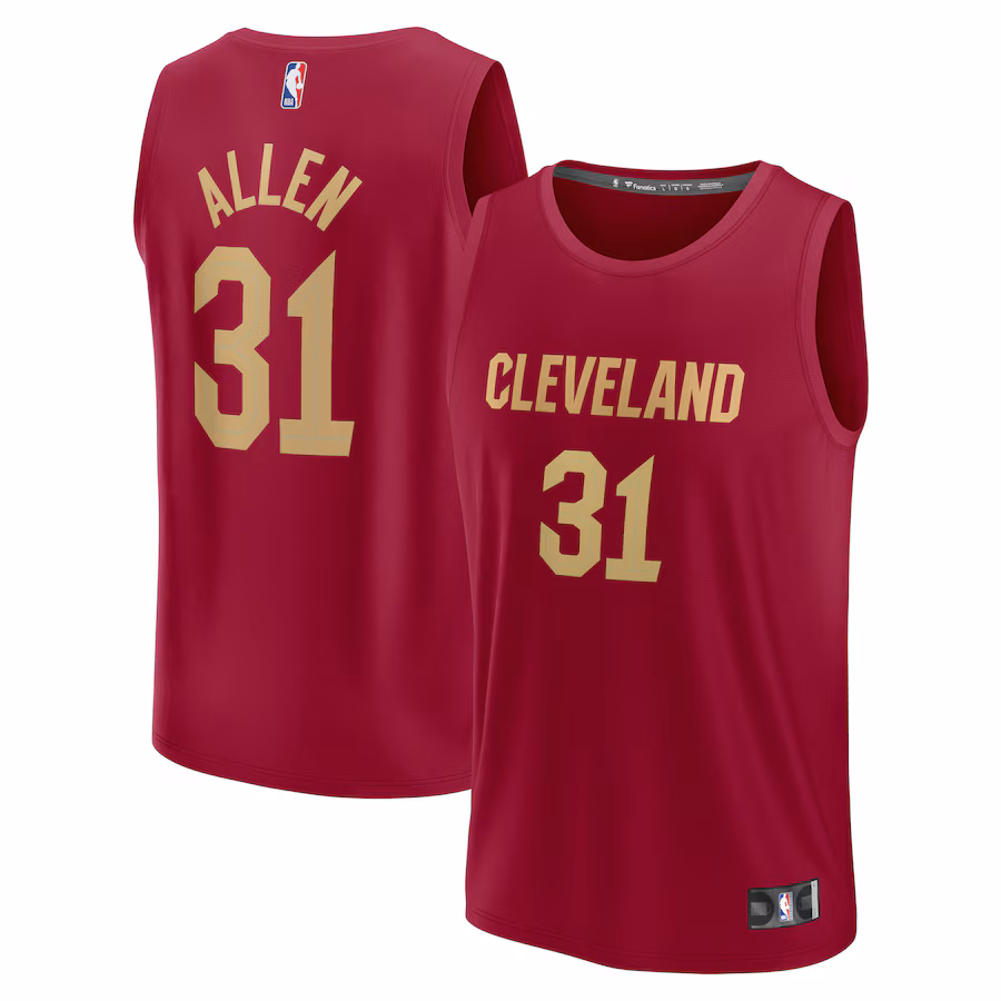 Men's Cleveland Cavaliers Jarrett Allen Fanatics Wine Fast Break Replica Jersey - Icon Edition - Puhuasuan