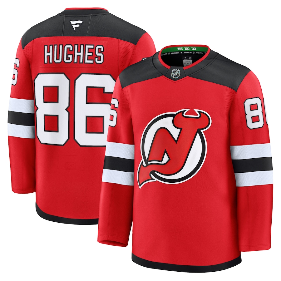 Men's New Jersey Devils Jack Hughes Fanatics Red Home Premium Jersey - Puhuasuan