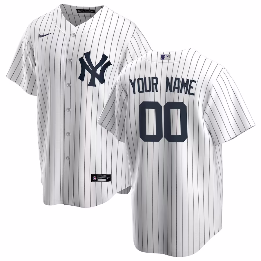 Men's New York Yankees Nike White Home Replica Custom Jersey - Puhuasuan
