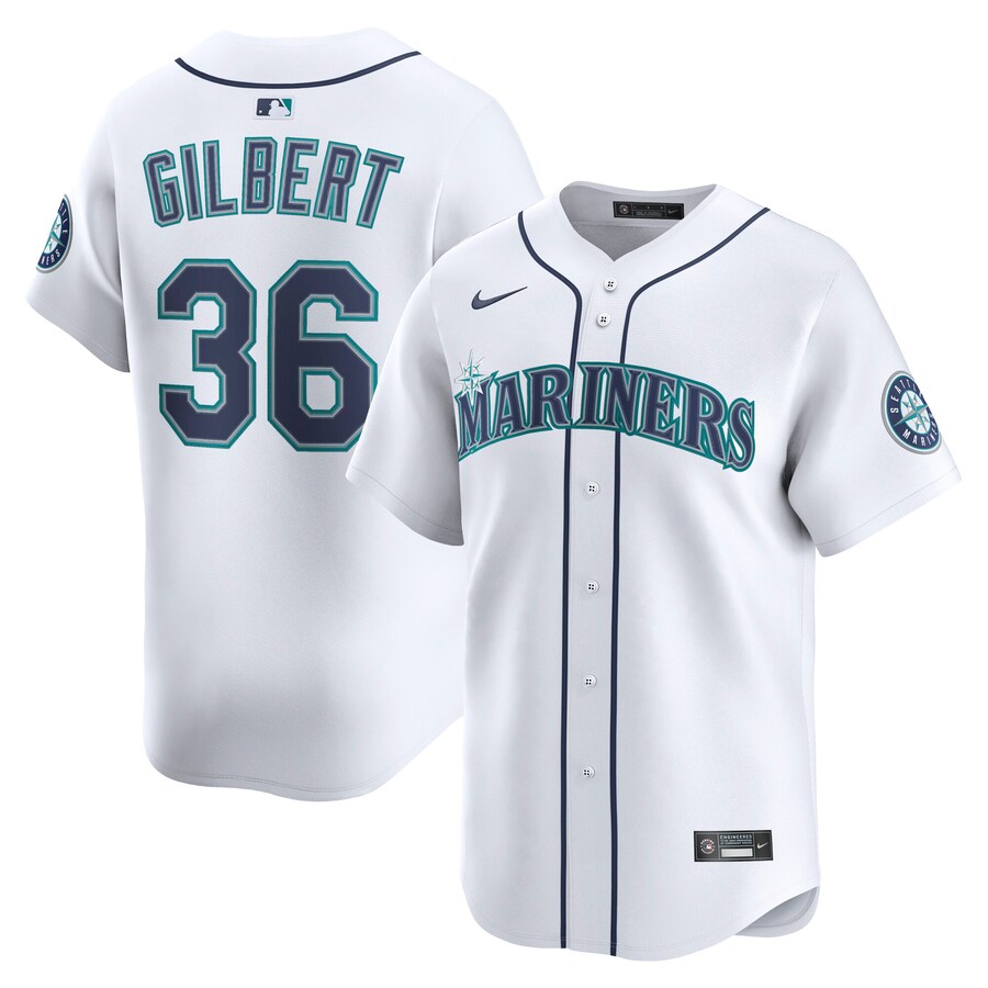 Men's Seattle Mariners Logan Gilbert Nike White Alternate Limited Player Jersey - Puhuasuan