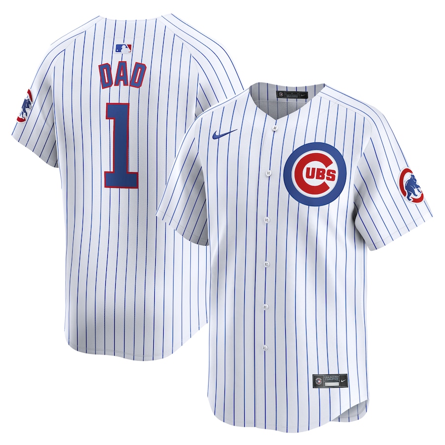 Men's Chicago Cubs Nike White #1 Dad Home Limited Jersey - Puhuasuan