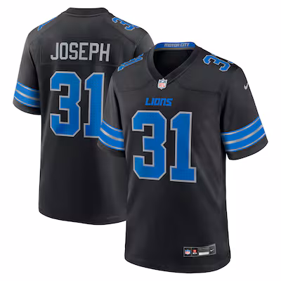 Men's Detroit Lions Kerby Joseph Nike Black Alternate 2 Game Jersey - Puhuasuan