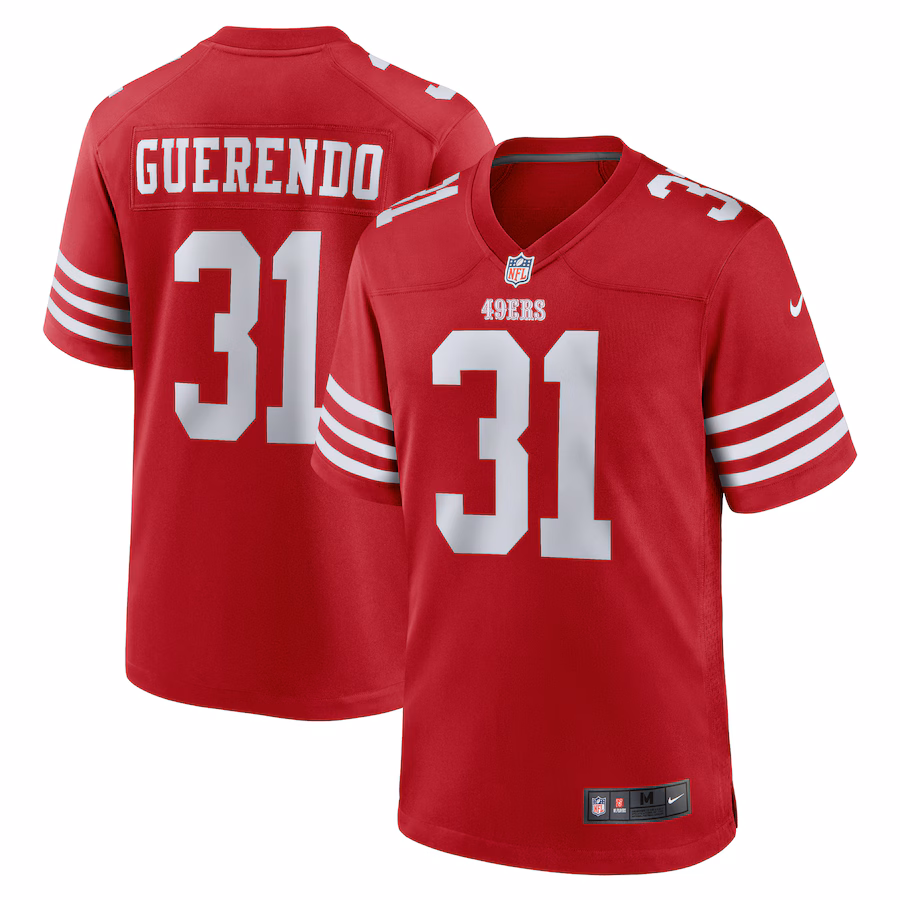 Men's San Francisco 49ers Isaac Guerendo Nike Scarlet Game Jersey - Puhuasuan