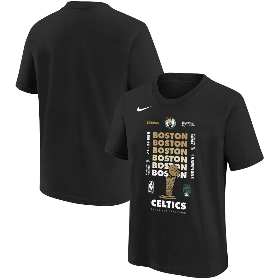 Youth Boston Celtics Nike Black 2024 NBA Finals Champions Expressive T-Shirt - Puhuasuan