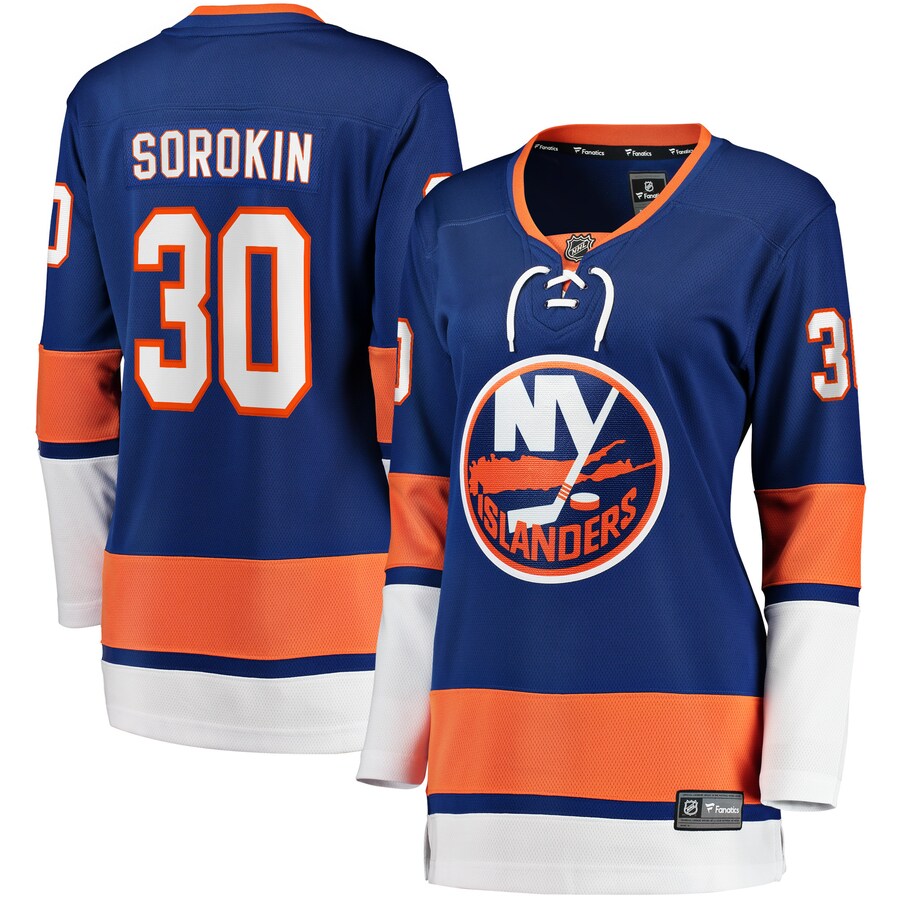 Women's New York Islanders Ilya Sorokin Fanatics Branded Royal Home Breakaway Player Jersey - Puhuasuan