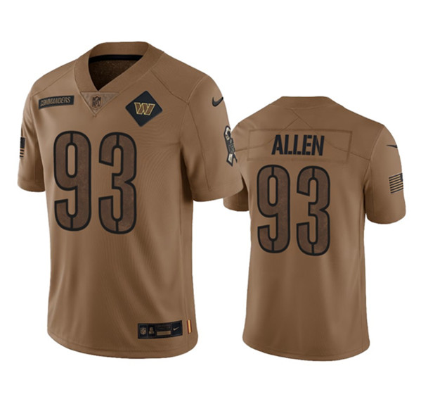 Men's Washington Commanders #93 Jonathan Allen 2023 Brown Salute To Service Limited Football Stitched Jersey - Puhuasuan