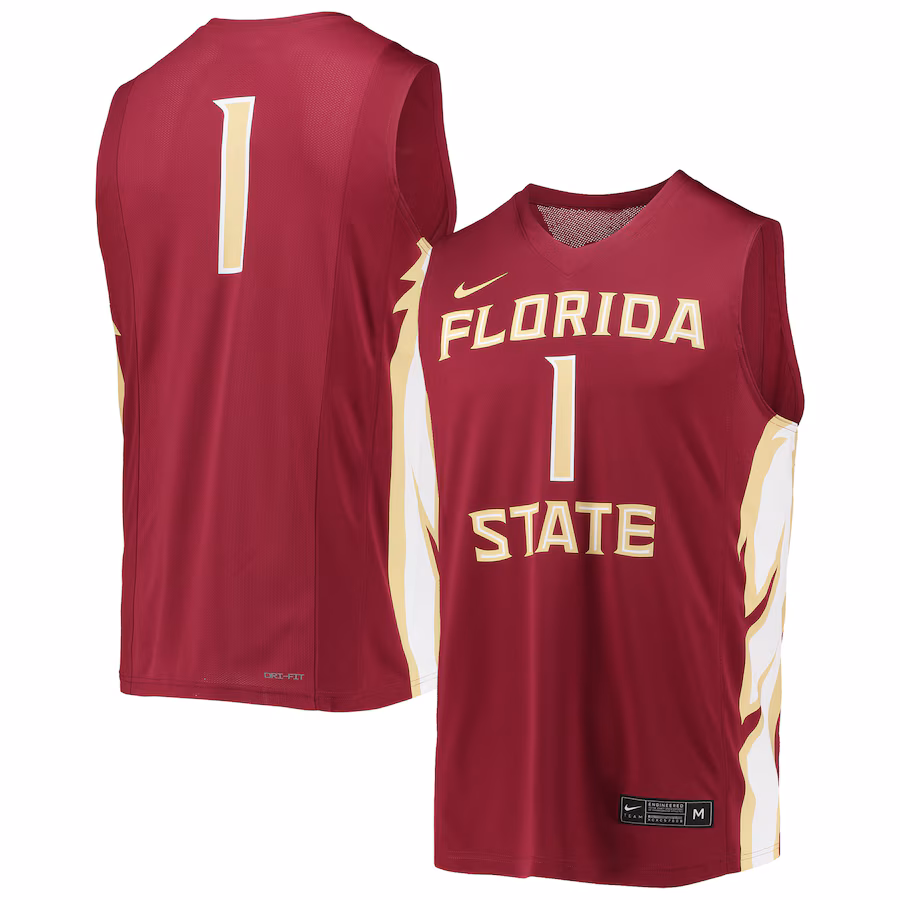 Men's Nike #1 Garnet Florida State Seminoles Team Replica Basketball Jersey - Puhuasuan