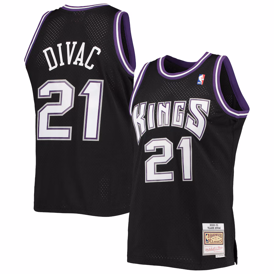 Men's Sacramento Kings Vlade Divac Mitchell & Ness Black 2000/01 Hardwood Classics Swingman Jersey - Puhuasuan