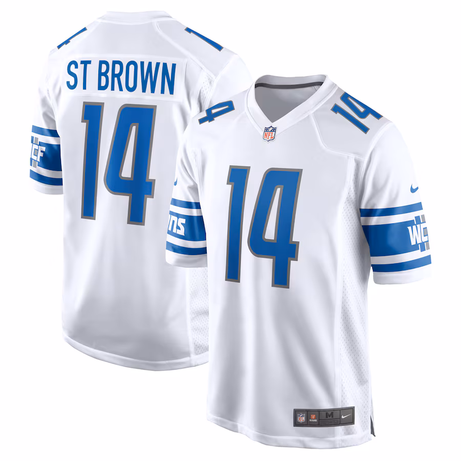 Men's Detroit Lions Amon-Ra St. Brown Nike White Player Game Jersey - Puhuasuan