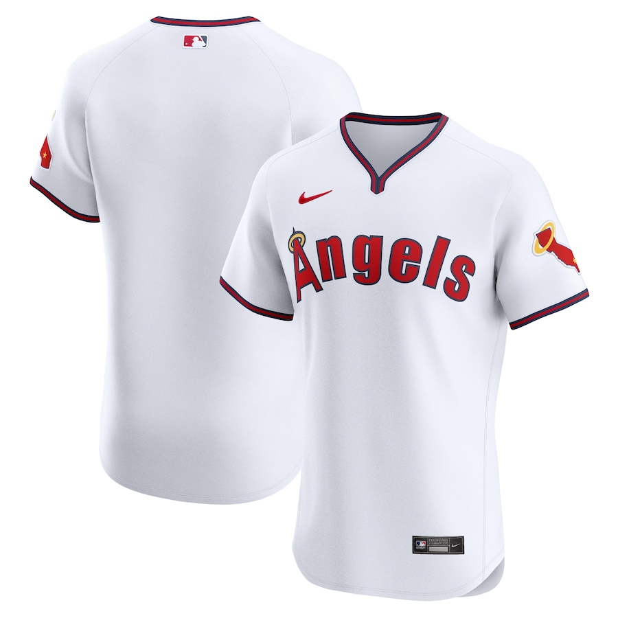 Men's Los Angeles Angels Nike White Alternate Vapor Premier Elite Patch Jersey - Puhuasuan