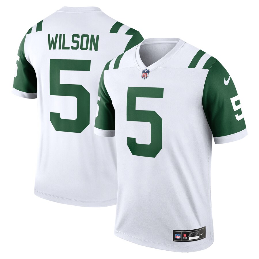 Men's New York Jets Garrett Wilson Nike White Classic Alternate Legend Jersey - Puhuasuan