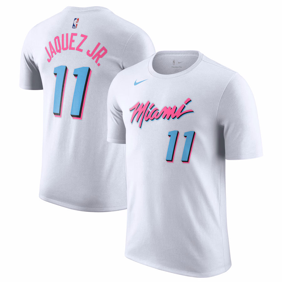 Men's Miami Heat Jaime Jaquez Jr. Nike White 2024/25 City Edition Name & Number T-Shirt - Puhuasuan