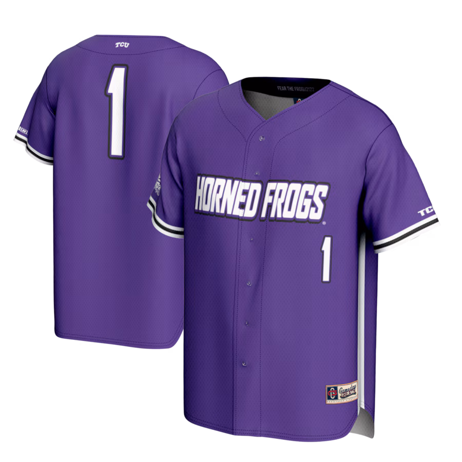 #1 TCU Horned Frogs GameDay Greats Lightweight Baseball Fashion Jersey - Purple - Puhuasuan