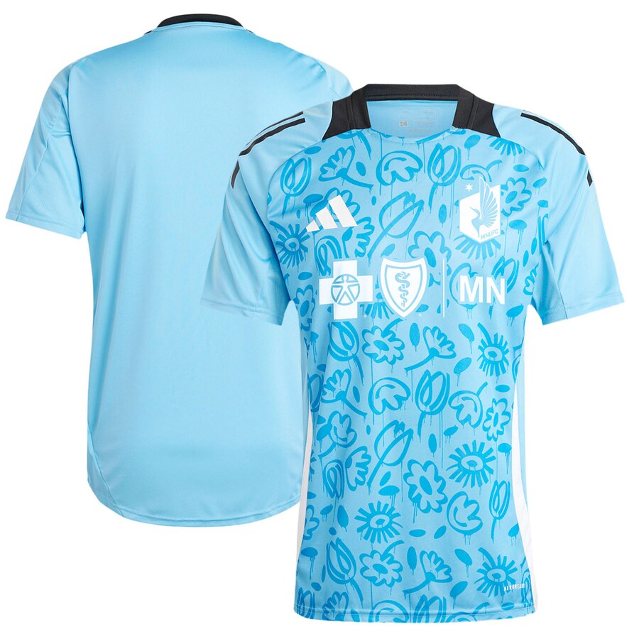 Men's Minnesota United FC adidas Blue 2024 One Planet Pre-Match Top - Puhuasuan