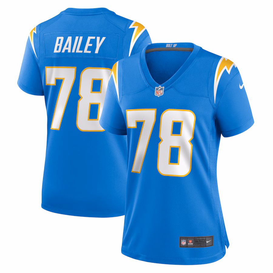 Women's Los Angeles Chargers Zack Bailey Nike Powder Blue Player Game Jersey - Puhuasuan