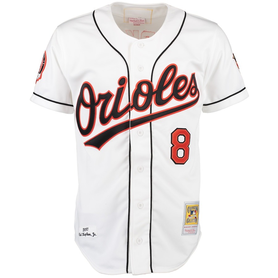 Men's Baltimore Orioles Cal Ripken Mitchell & Ness White Home Authentic Jersey - Puhuasuan