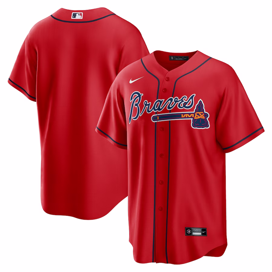 Men's Atlanta Braves Nike Red Alternate Replica Team Jersey - Puhuasuan