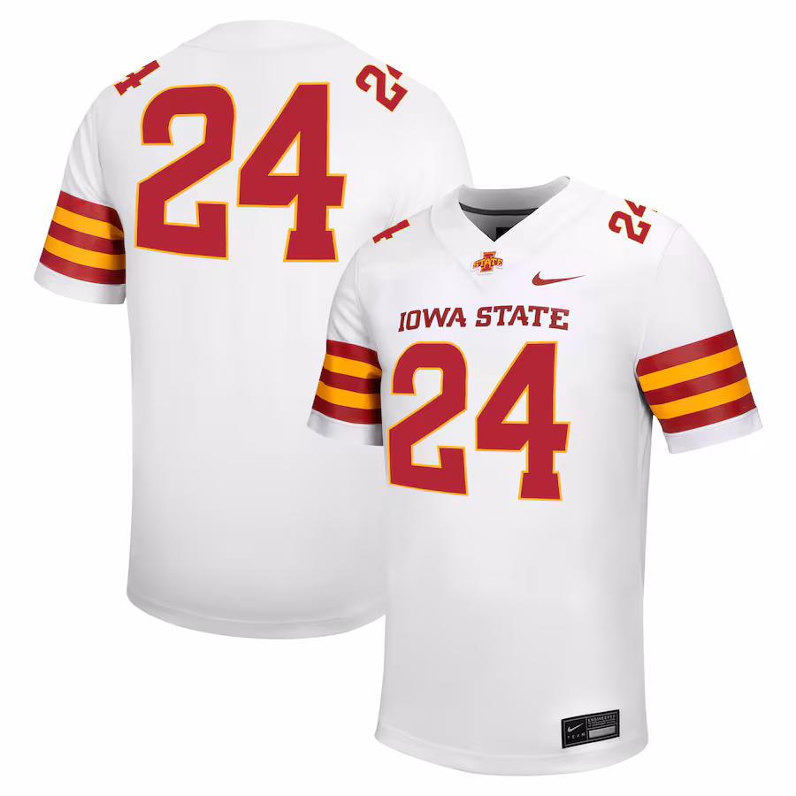 Men's Nike #24 White Iowa State Cyclones Untouchable Football Jersey - Puhuasuan
