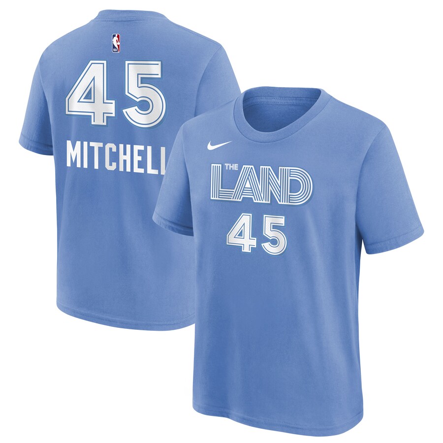 Youth Cleveland Cavaliers Donovan Mitchell Nike Light Blue 2024/25 City Edition Name & Number T-Shirt - Puhuasuan