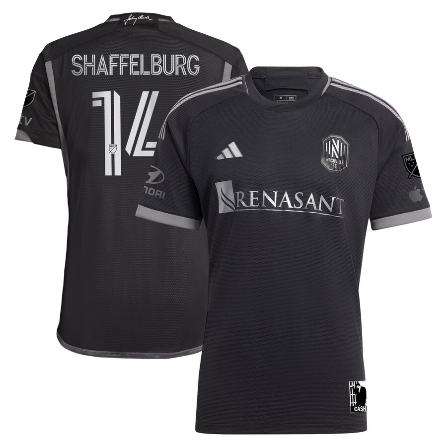 Men's Nashville SC Jacob Shaffelburg adidas Black 2024 Man In Black Kit Authentic Player Jersey - Puhuasuan