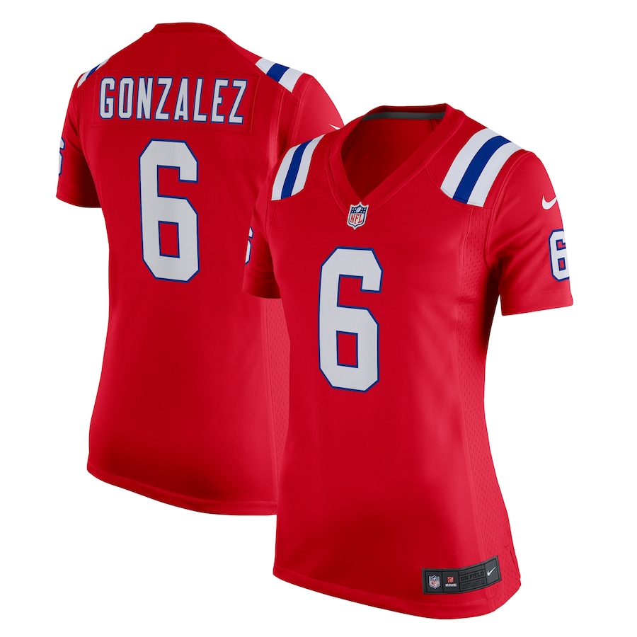 Women's New England Patriots Christian Gonzalez Nike Red Alternate Team Game Jersey - Puhuasuan
