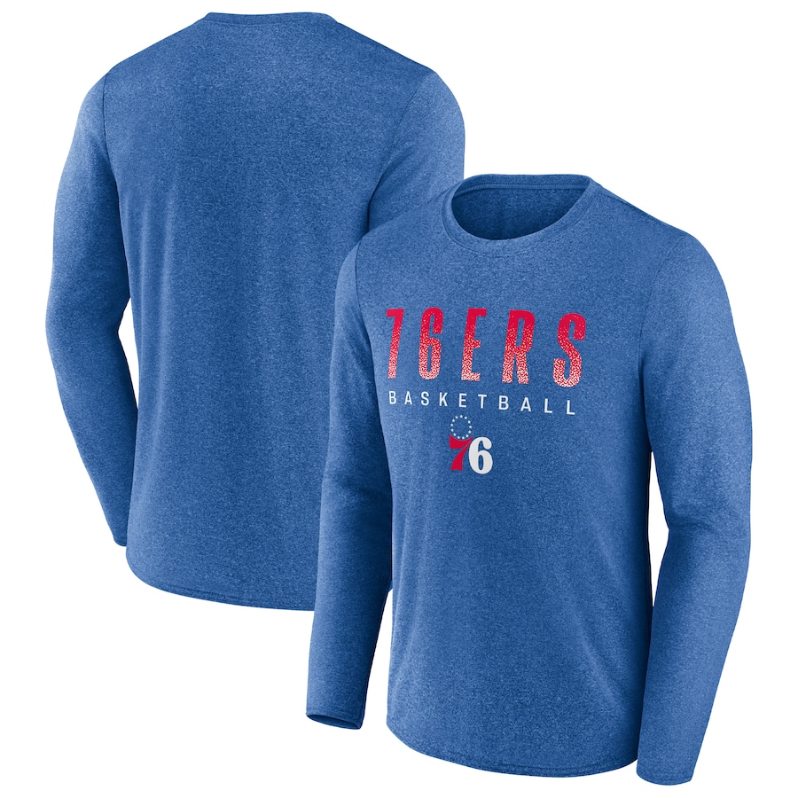 Men's Philadelphia 76ers Fanatics Heathered Royal Where Legends Play Iconic Practice Long Sleeve T-Shirt - Puhuasuan