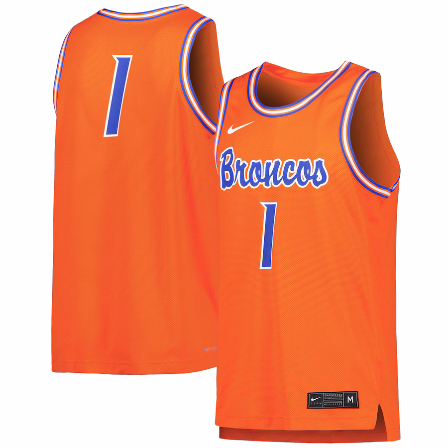 #1 Boise State Broncos Nike Replica Basketball Jersey - Orange - Puhuasuan