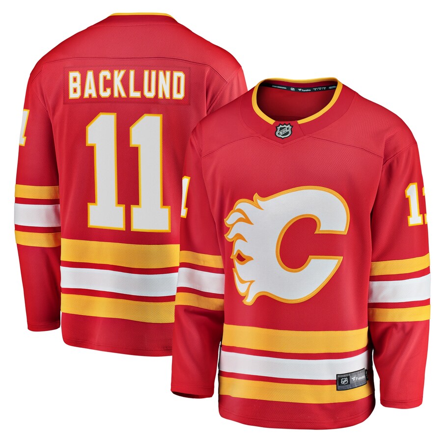 Men's Calgary Flames Mikael Backlund Fanatics Branded Red Home Breakaway Player Jersey - Puhuasuan