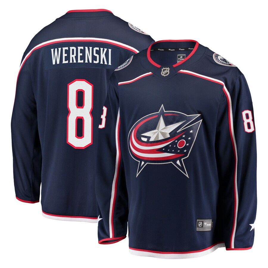 Men's Columbus Blue Jackets Zach Werenski Fanatics Branded Navy Breakaway Jersey - Puhuasuan