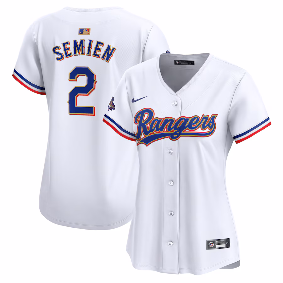 Women's Texas Rangers Marcus Semien Nike White 2024 Gold Collection Limited Player Jersey - Puhuasuan