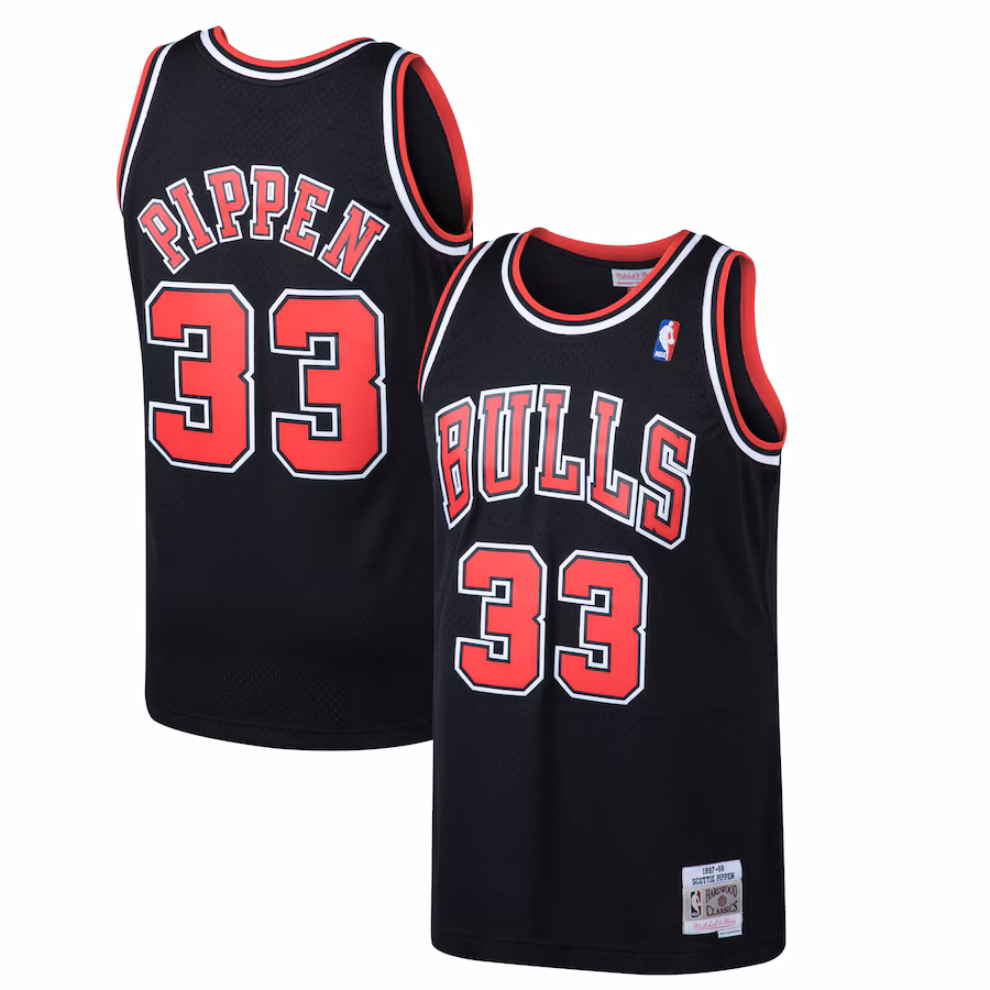 Men's Chicago Bulls Scottie Pippen Mitchell & Ness Black 1997/98 Hardwood Classics Swingman Jersey - Puhuasuan