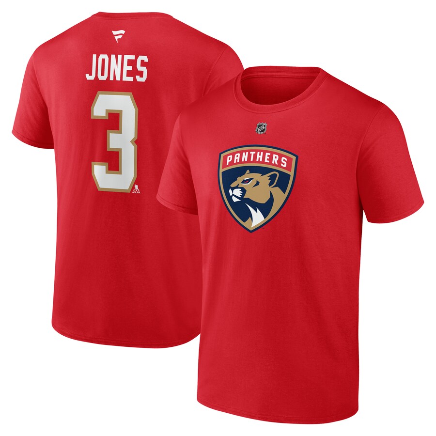 Men's Florida Panthers Seth Jones Fanatics Red Authentic Stack Name & Number T-Shirt - Puhuasuan
