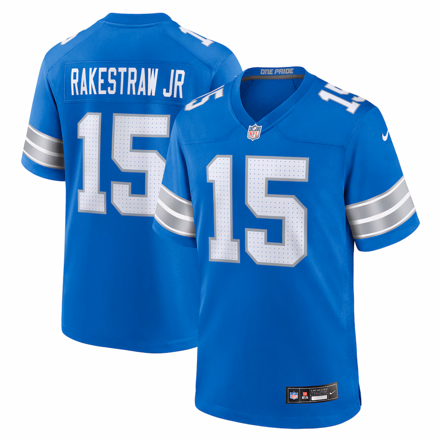 Men's Detroit Lions Ennis Rakestraw Jr. Nike Blue Team Game Jersey - Puhuasuan