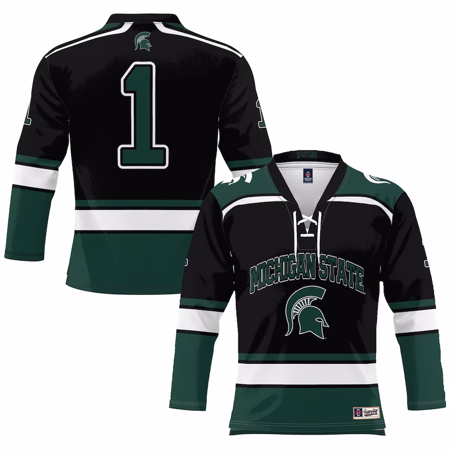 #1 Michigan State Spartans GameDay Greats Youth Hockey Jersey - Black - Puhuasuan