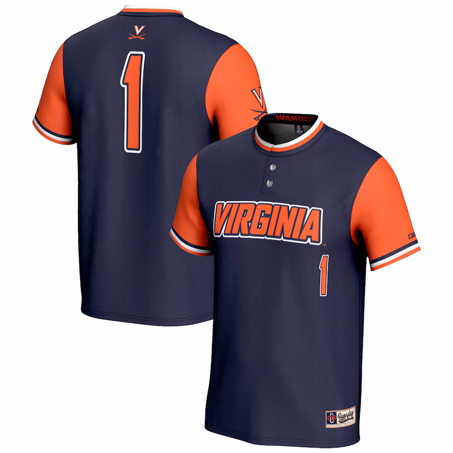Unisex GameDay Greats #1 Navy Virginia Cavaliers Lightweight Softball Jersey - Puhuasuan