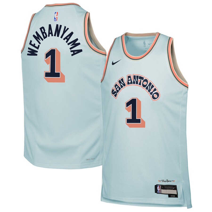 Youth San Antonio Spurs Victor Wembanyama Nike Light Blue 2024/25 Swingman Player Jersey - City Edition - Puhuasuan