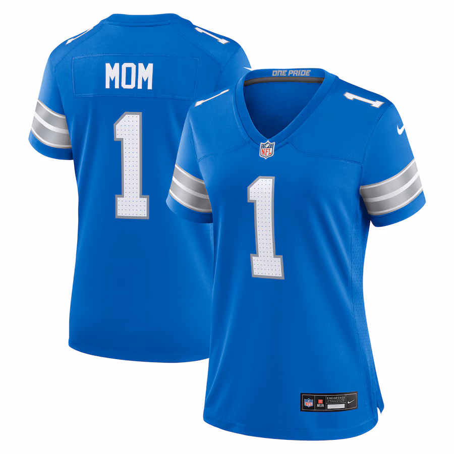 Men's Detroit Lions Number 1 Mom Nike Blue Game Jersey - Puhuasuan