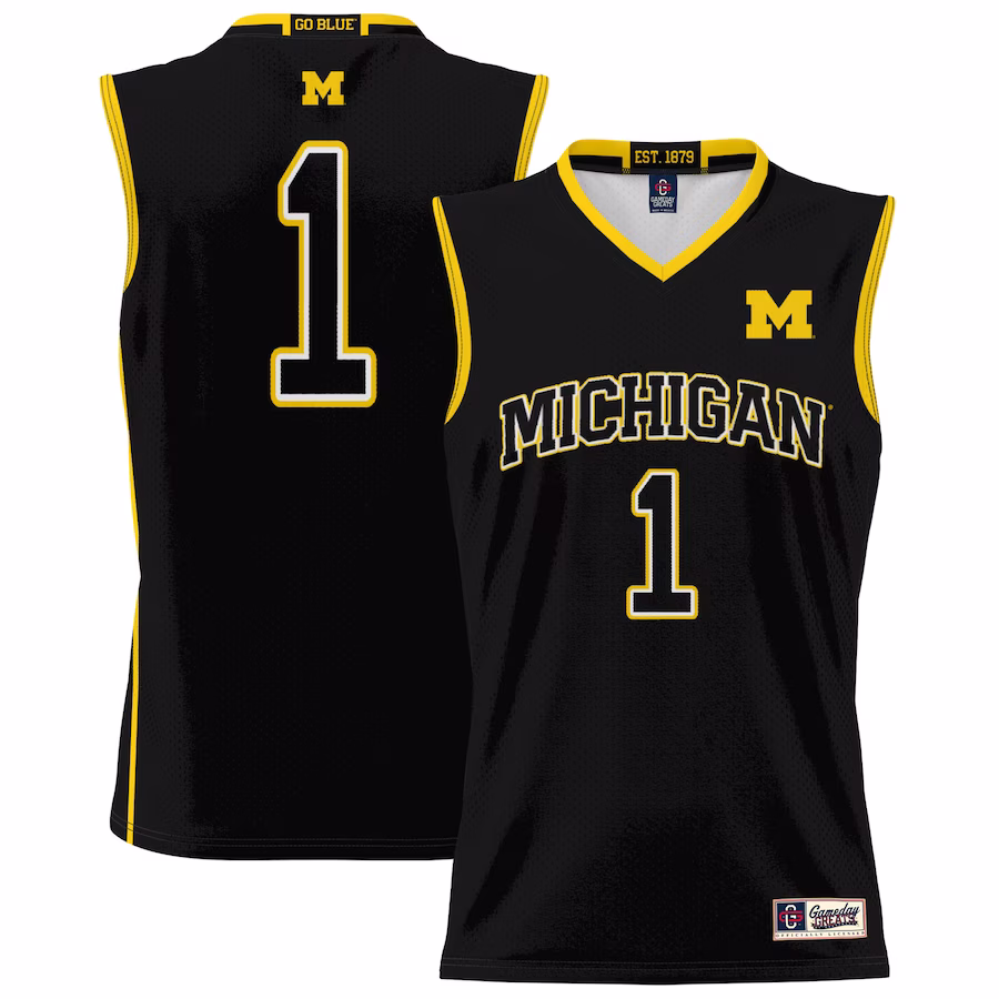 #1 Michigan Wolverines GameDay Greats Youth Lightweight Basketball Jersey - Black - Puhuasuan