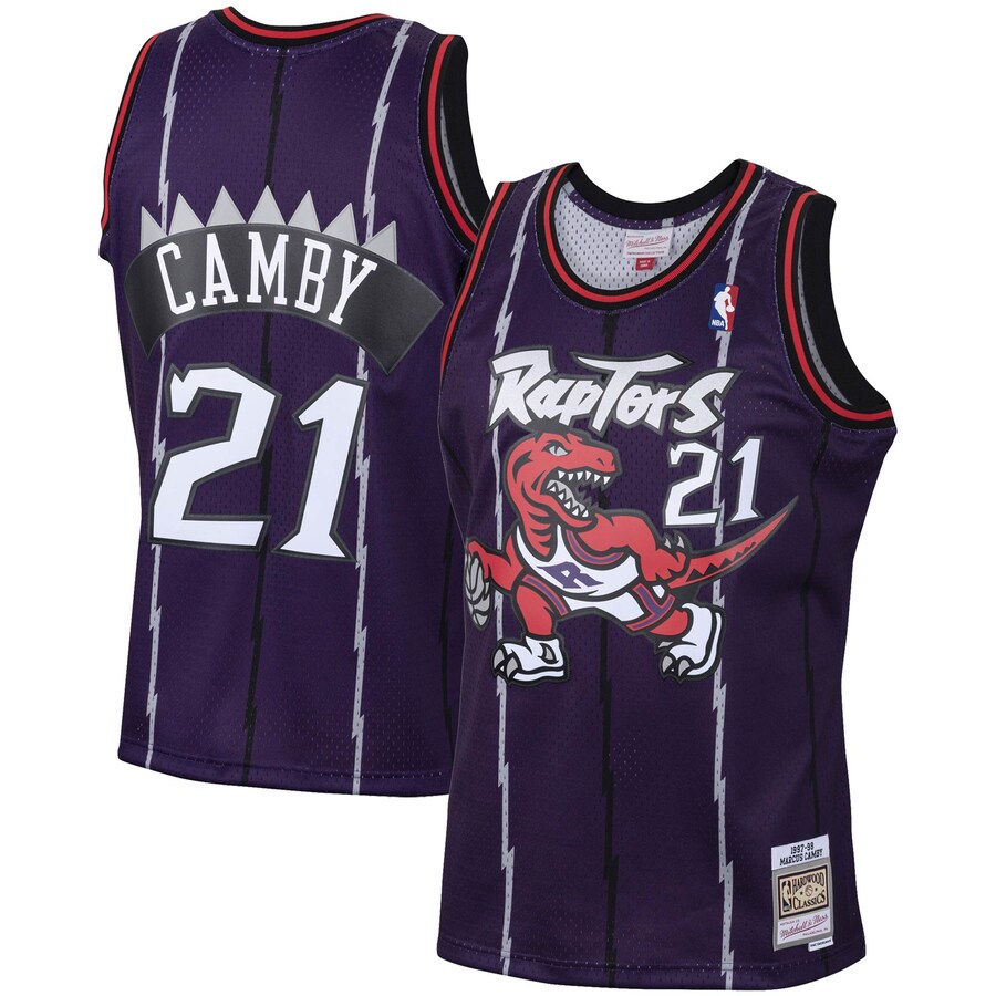 Men's Toronto Raptors Marcus Camby Mitchell & Ness Purple 2001/02 Hardwood Classics Swingman Jersey - Puhuasuan