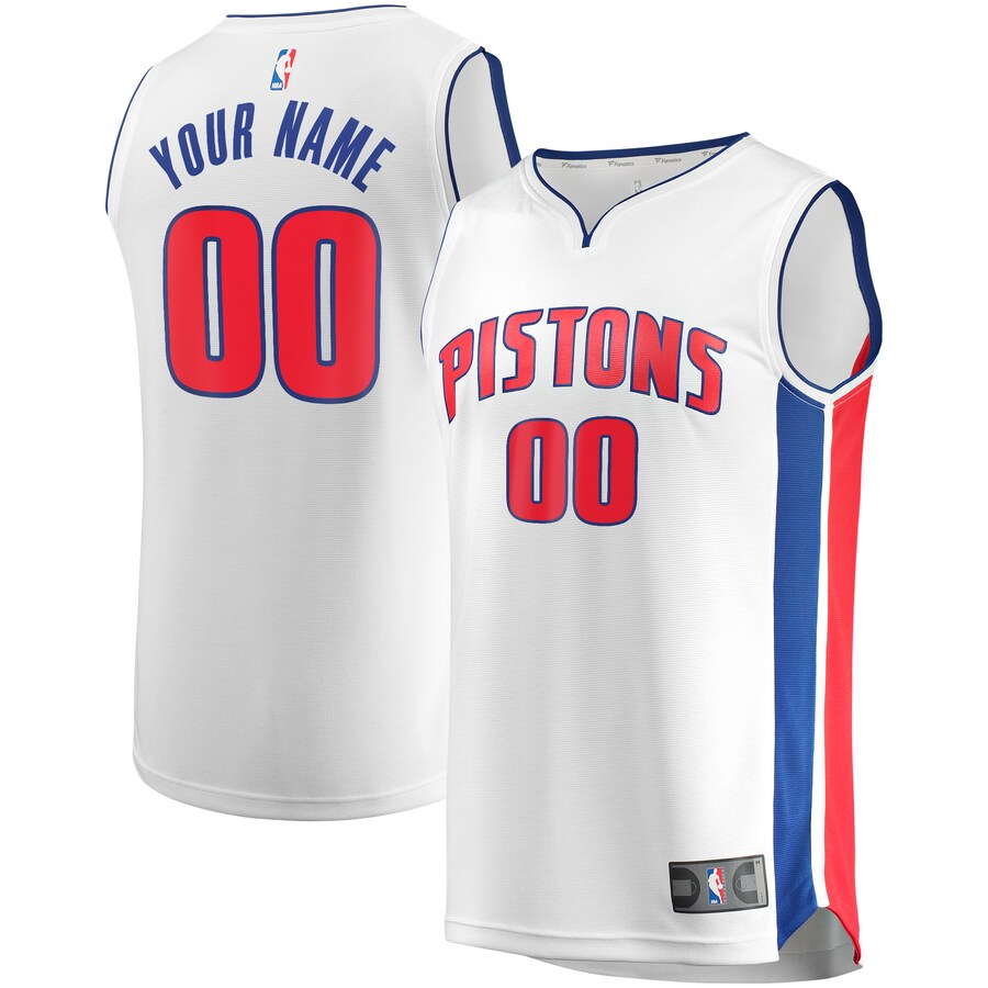 Men's Detroit Pistons Fanatics White Fast Break Custom Replica Jersey - Association Edition - Puhuasuan